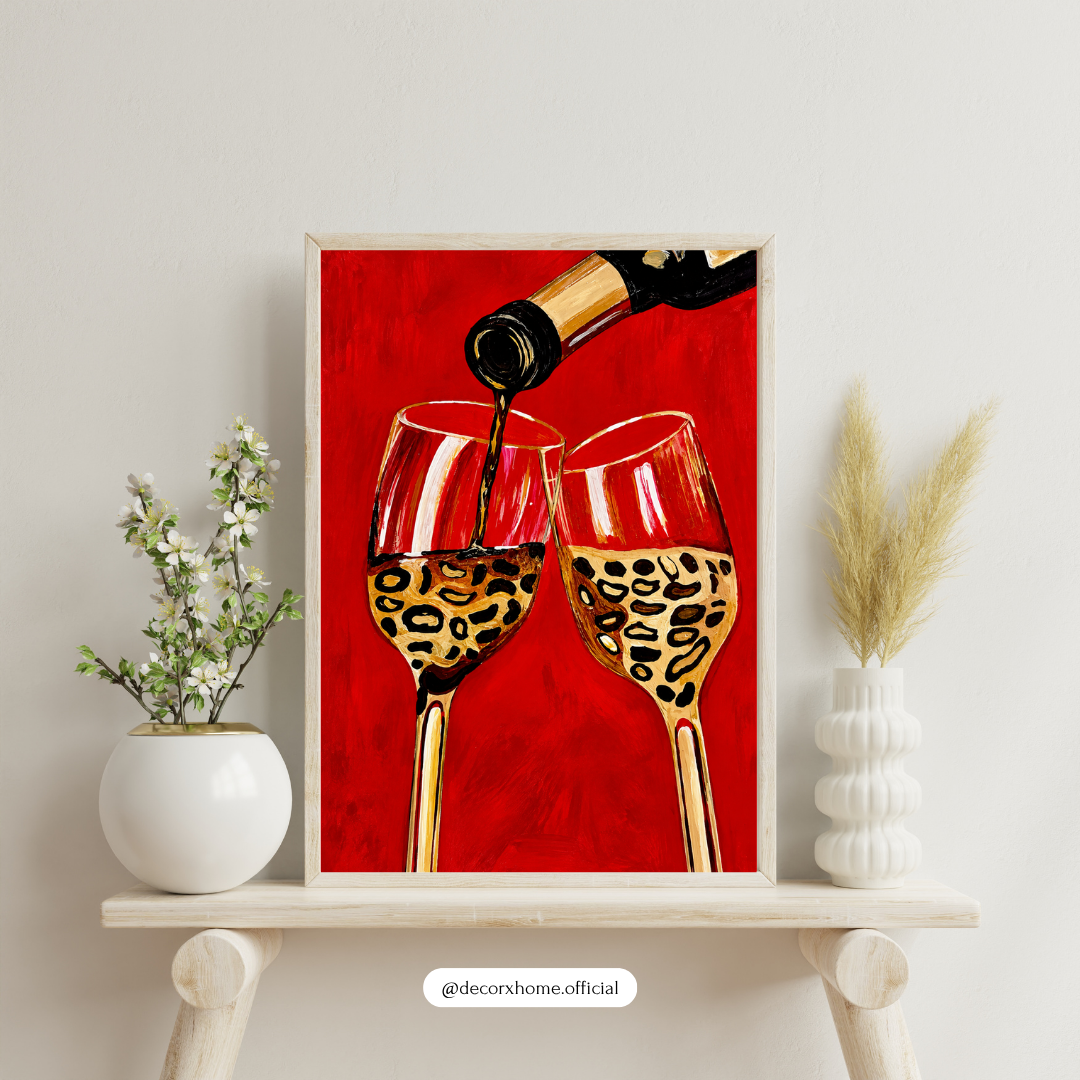 Red Wine Glass Wall Art Poster | Modern Wine & Dining Room Decor – Decorxhome