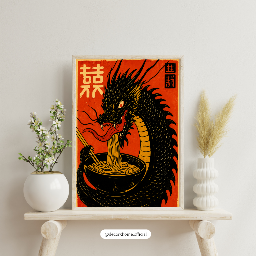 Chinese Dragon & Ramen Wall Art – Japanese Asian Inspired Poster
