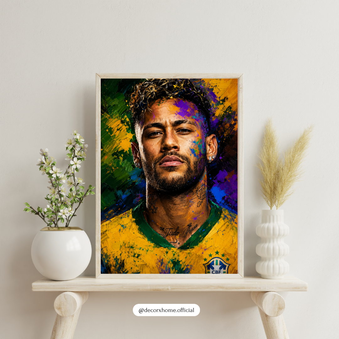Neymar Jr. Brazil Football Abstract Portrait Wall Art