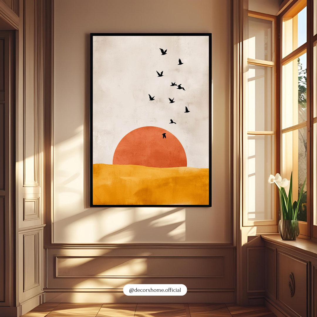 “Golden Horizon” – Minimalist Sunset Art Wall Poster by Decorxhome
