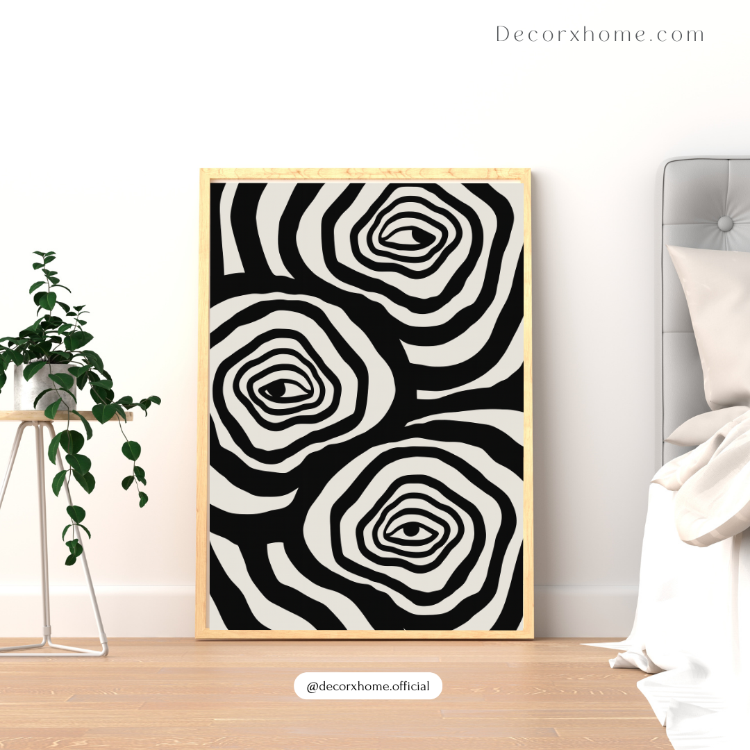 Modern Abstract Swirl Art – Black & White Minimalist Wall Poster