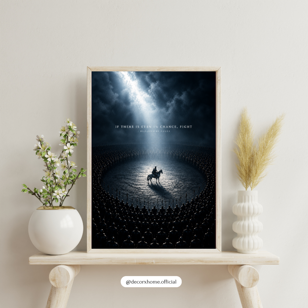 Motivational Warrior Wall Art Poster | “If There Is Even 1% Chance, Fight” | Dark Aesthetic Decor | Decorexhome