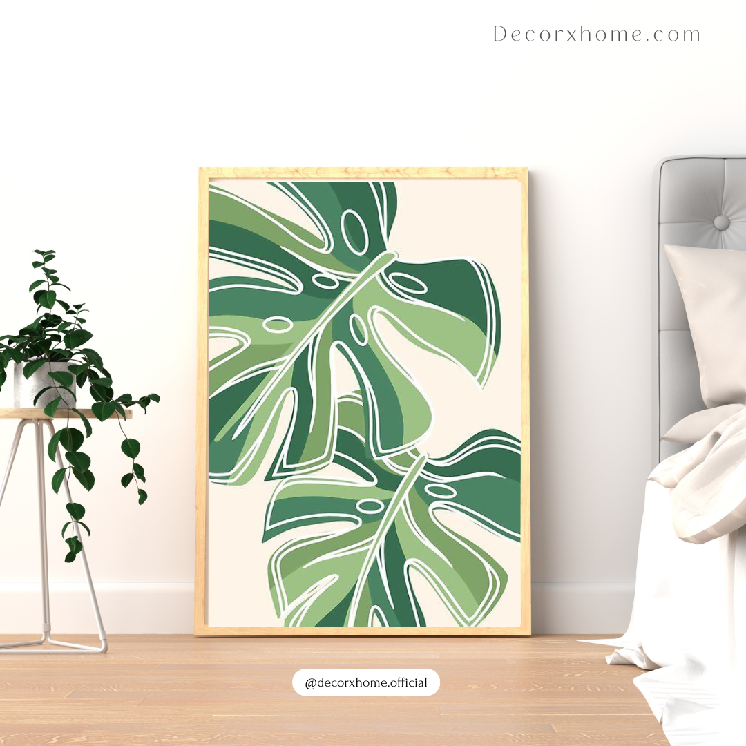 Monstera Leaf Botanical Poster – Minimal Green Nature Wall Art