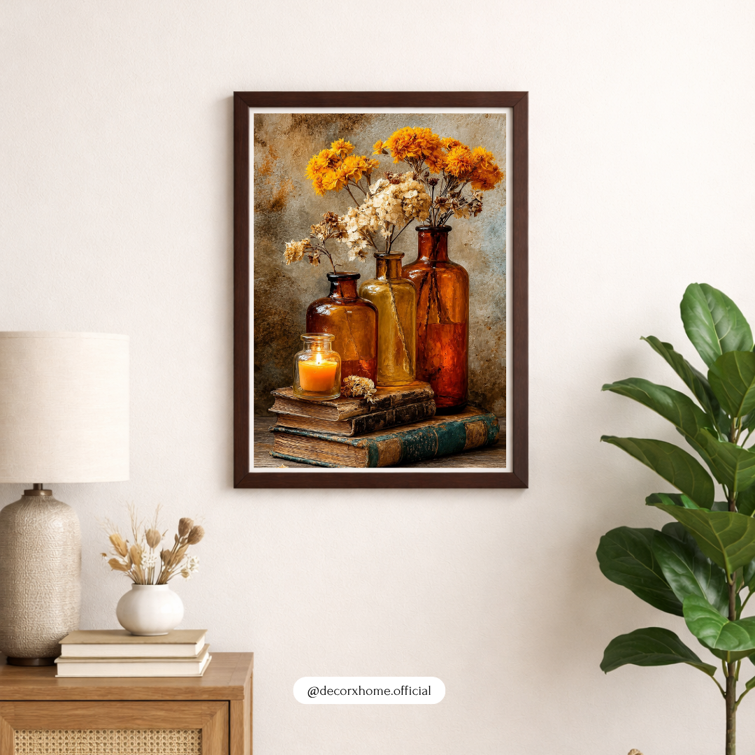 Vintage Floral Still Life Wall Art Poster | Rustic Botanical Home Decor