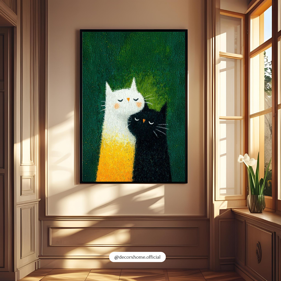 “Together Forever” – Cute Cat Art Wall Poster by Decorxhome