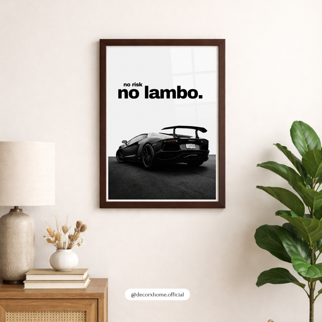 No Risk, No Lambo Poster – Motivational Supercar Wall Art