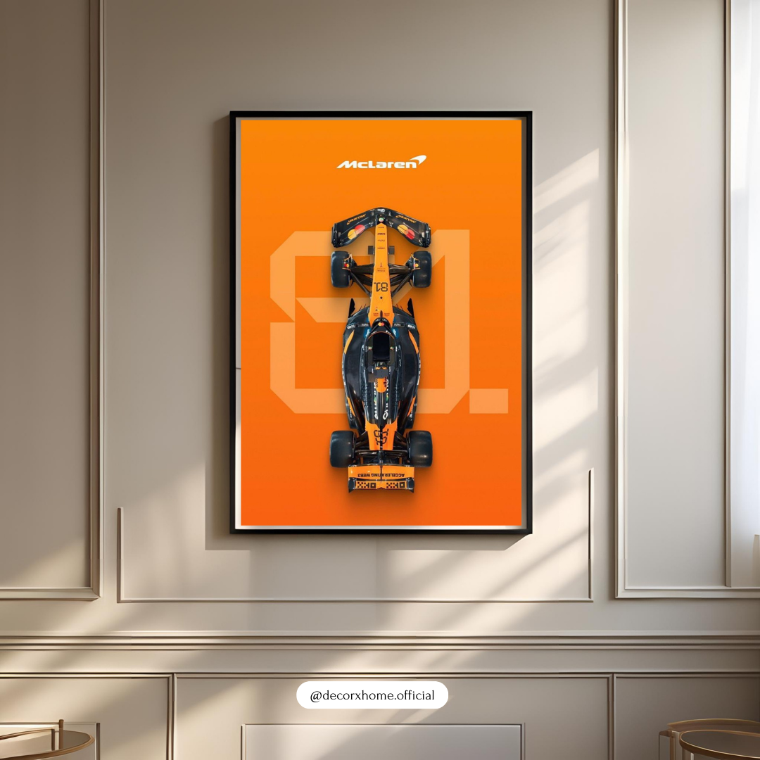 F1 - Orange Velocity – Formula Racing Car Top-View Wall Poster
