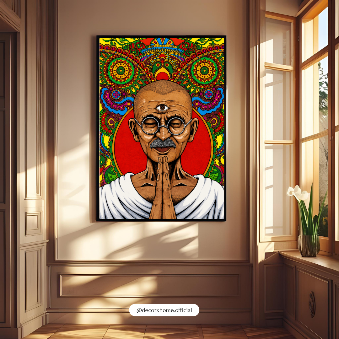 Psychedelic Gandhi Wall Art Poster | Vibrant Spiritual Pop Art Decor