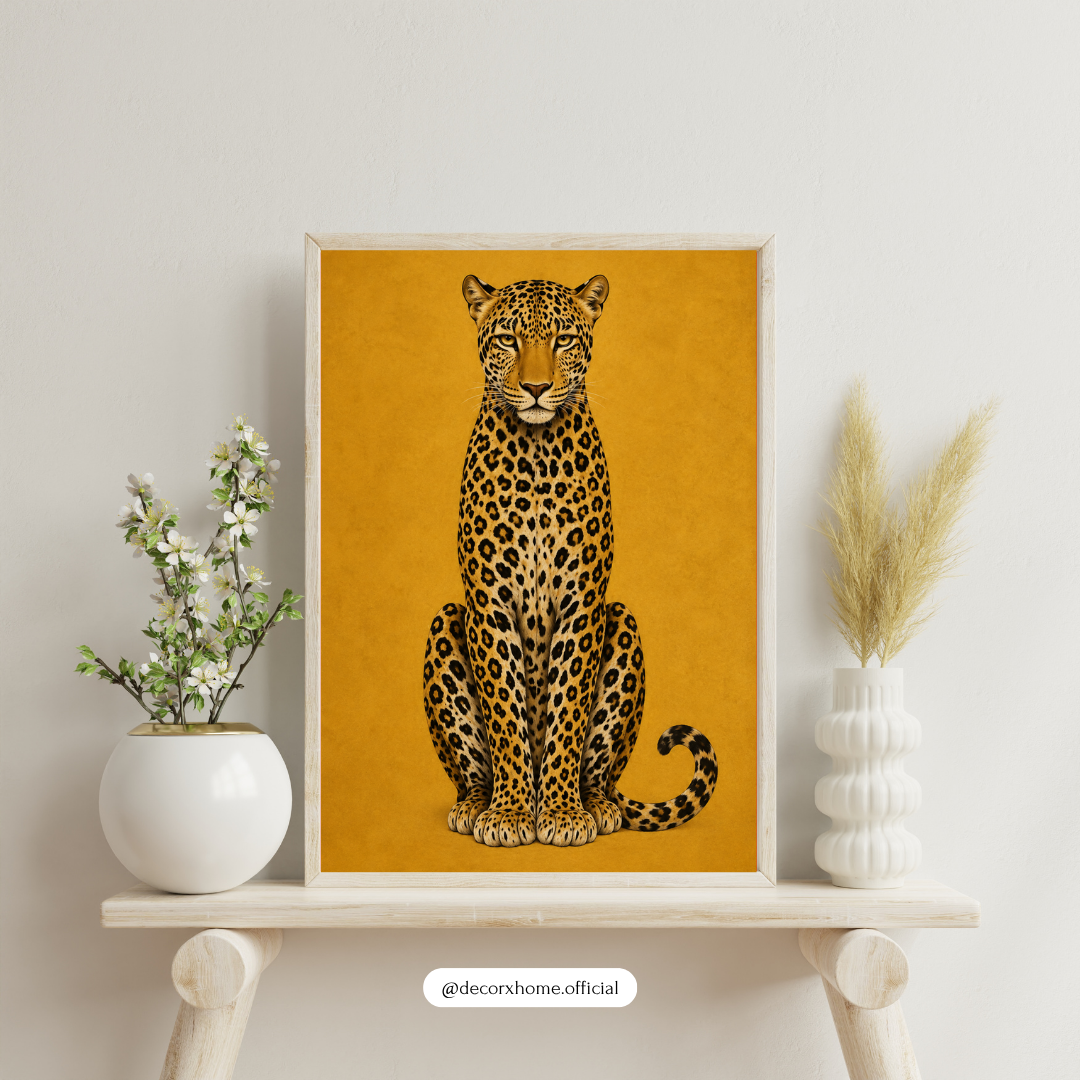 Royal Leopard Wall Art | Golden Leopard Animal Poster | Luxury Wildlife Artwork | Modern Nature Wall Décor | Decorxhome