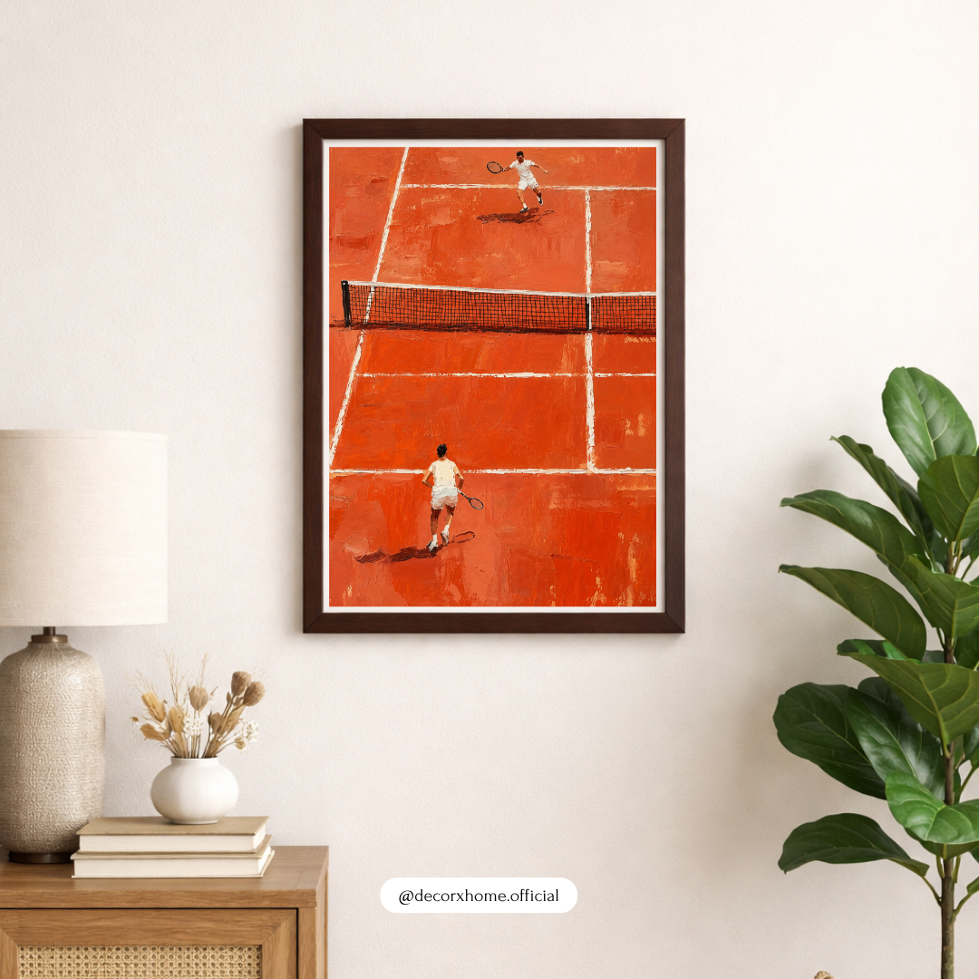 Decorexhome Clay Court Tennis Match Wall Art Poster | Modern Sports Canvas Print | Minimalist Tennis Home Decor