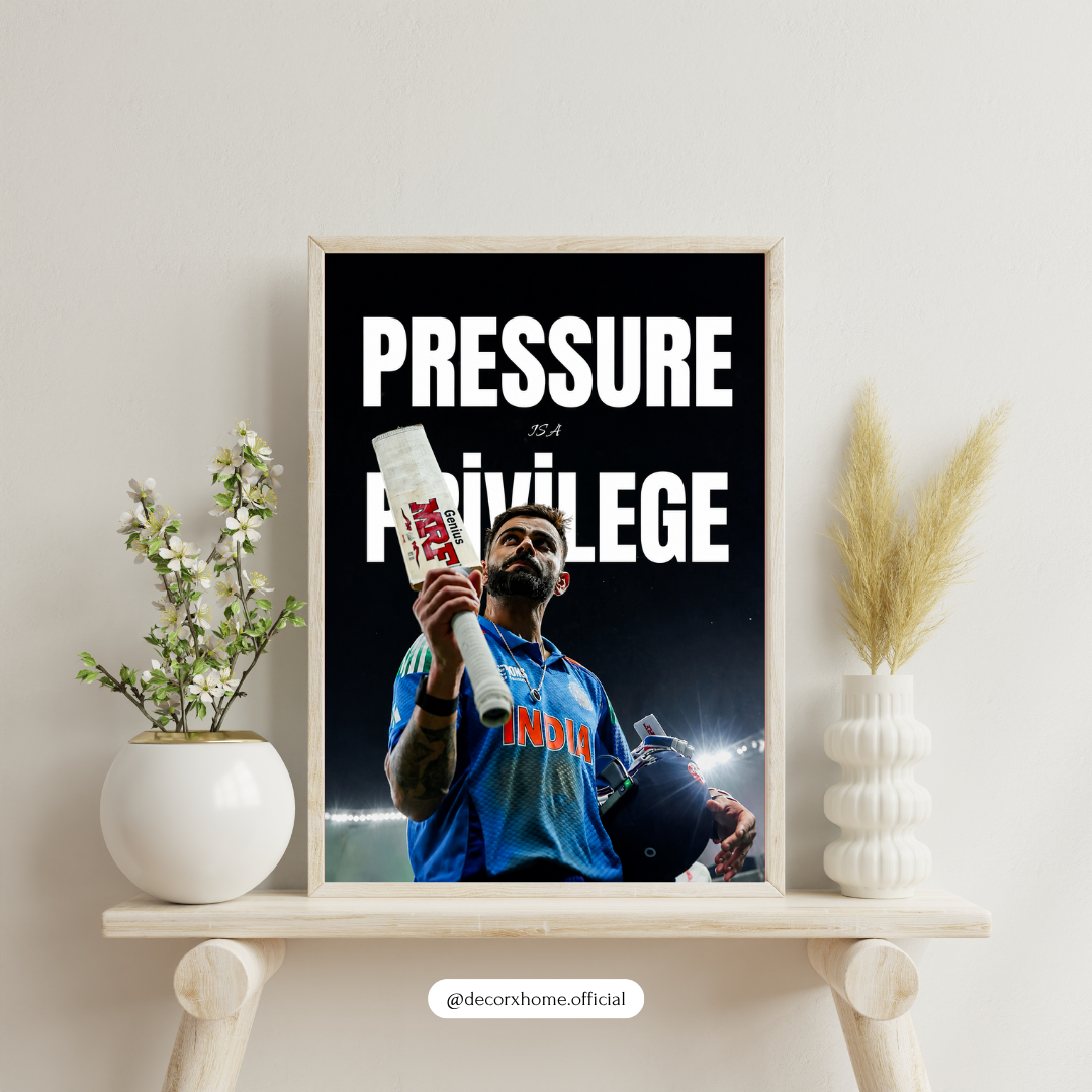 Pressure Privilege Cricket Poster | Indian Cricket Motivational Wall Art | Decorexhome