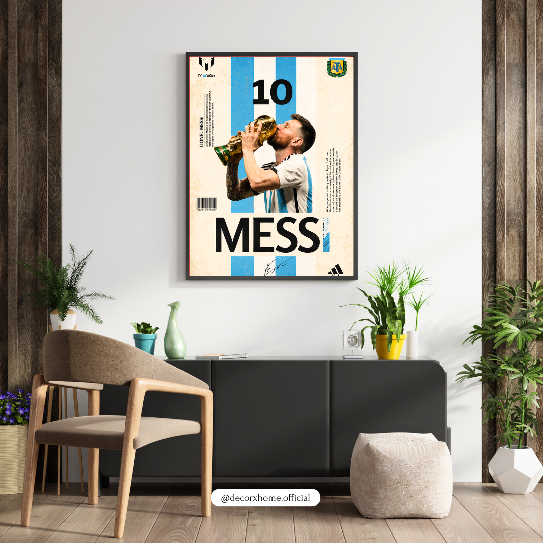 Football Legend World Champion Poster | Trophy Celebration Wall Art by DecorxHome