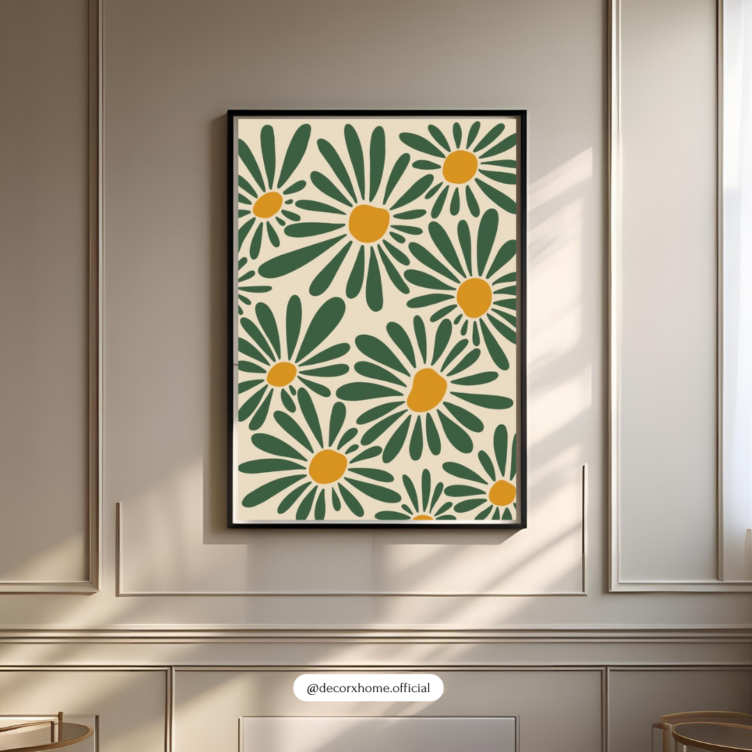 Green Daisy Garden – Modern Floral Wall Poster
