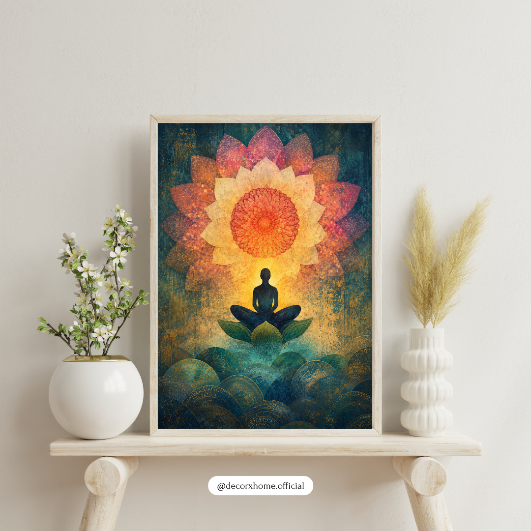 Decorxhome – Lotus Mandala Meditation Wall Art Poster