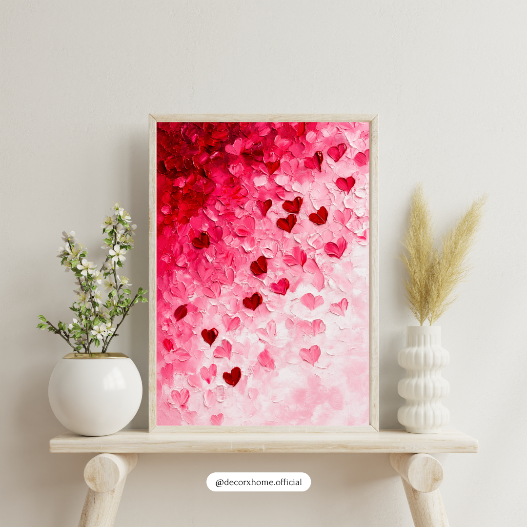 Decorxhome – Blushing Hearts Abstract Wall Art Poster