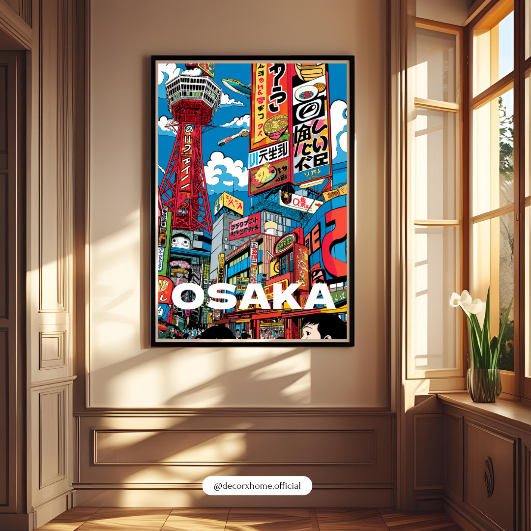 Osaka Japan Travel Poster | Vibrant Japanese Cityscape Wall Art by DecorxHome