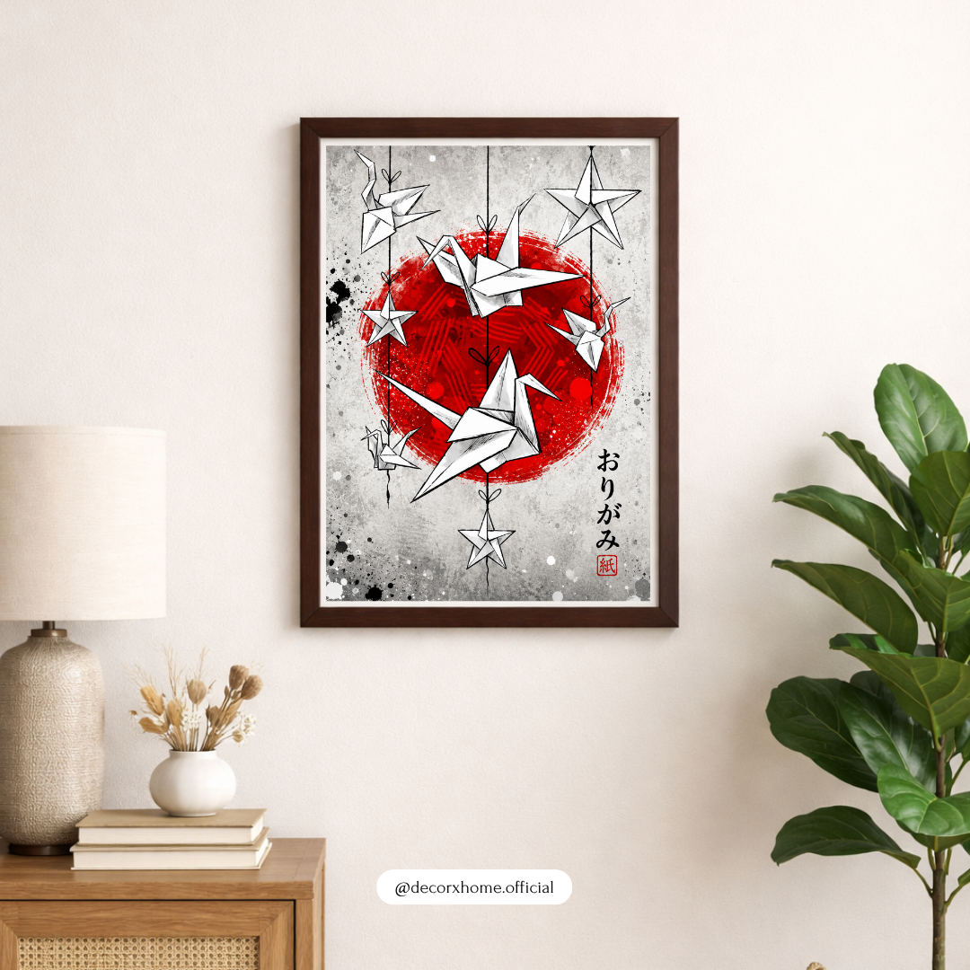 Japanese Origami Crane Wall Art Poster | Modern Zen & Minimalist Japanese Decor