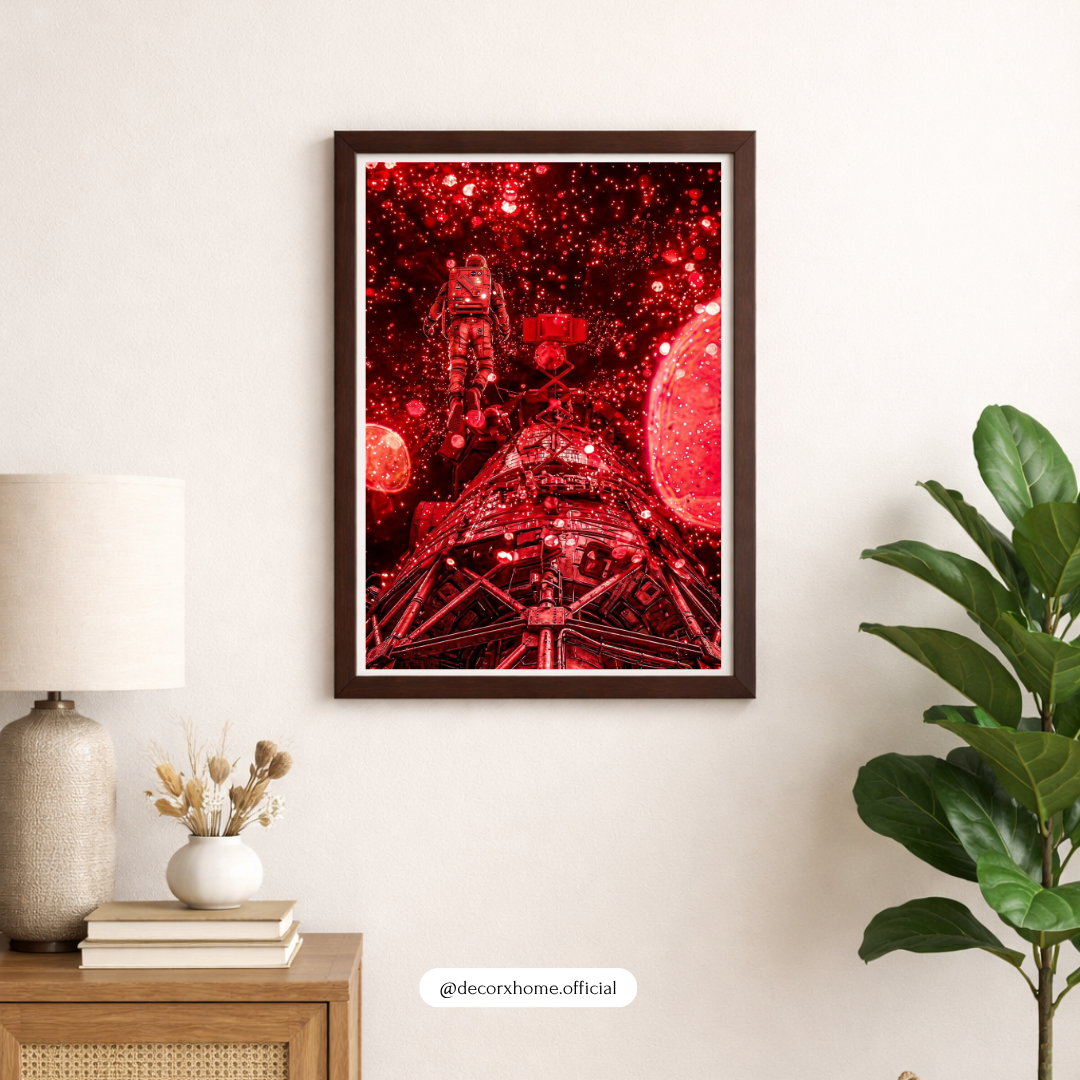 Project Hail Mary Red Galaxy Astronaut Poster | Futuristic Spacewalk Wall Art | Bold Sci-Fi Decor | Abstract Cosmic Print | Decorxhome