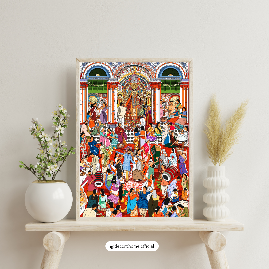 Decorexhome Durga Puja Celebration Poster | Bengali Festival & Maa Durga Wall Art