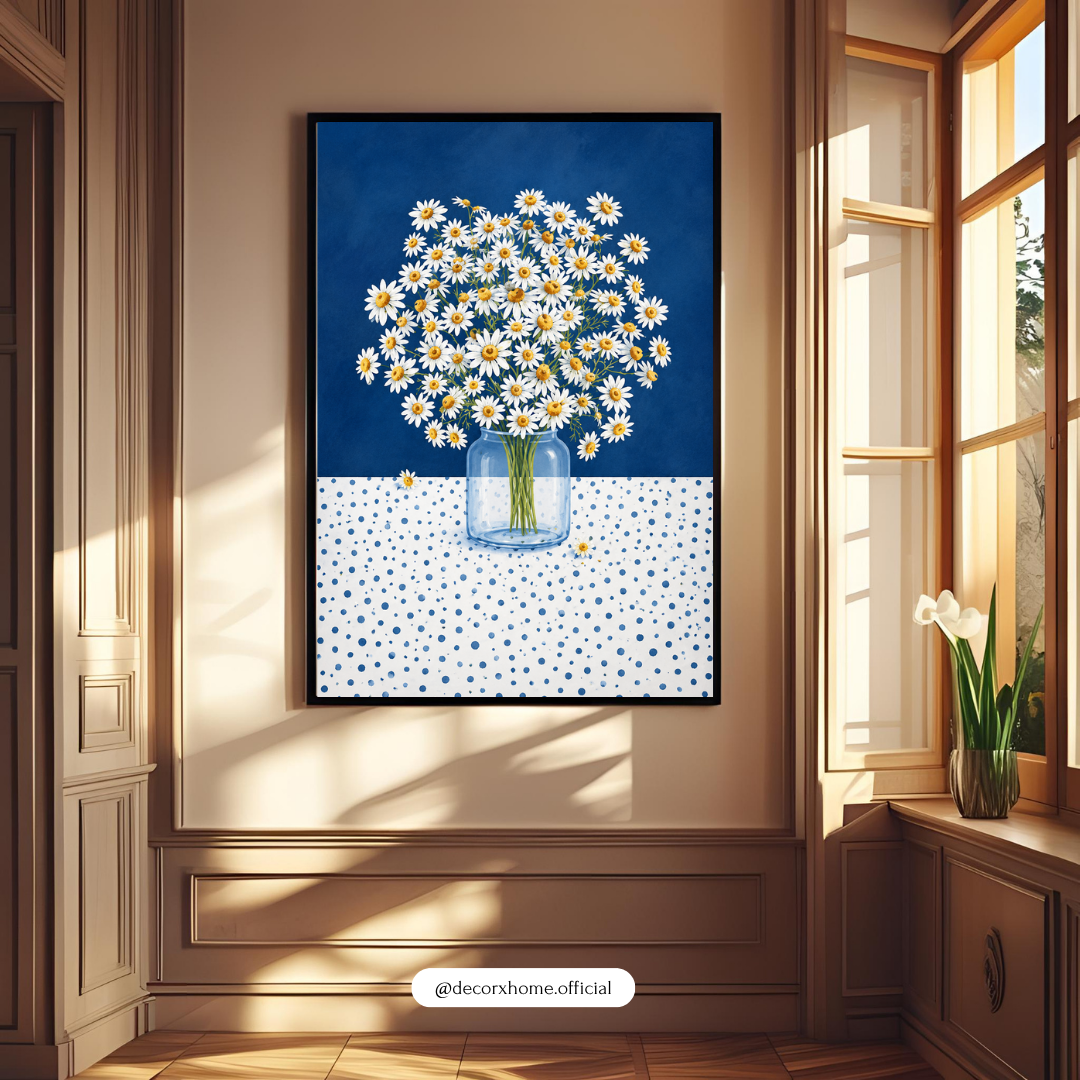 Blue Daisy Bliss Poster – Modern Floral Still Life Wall Art