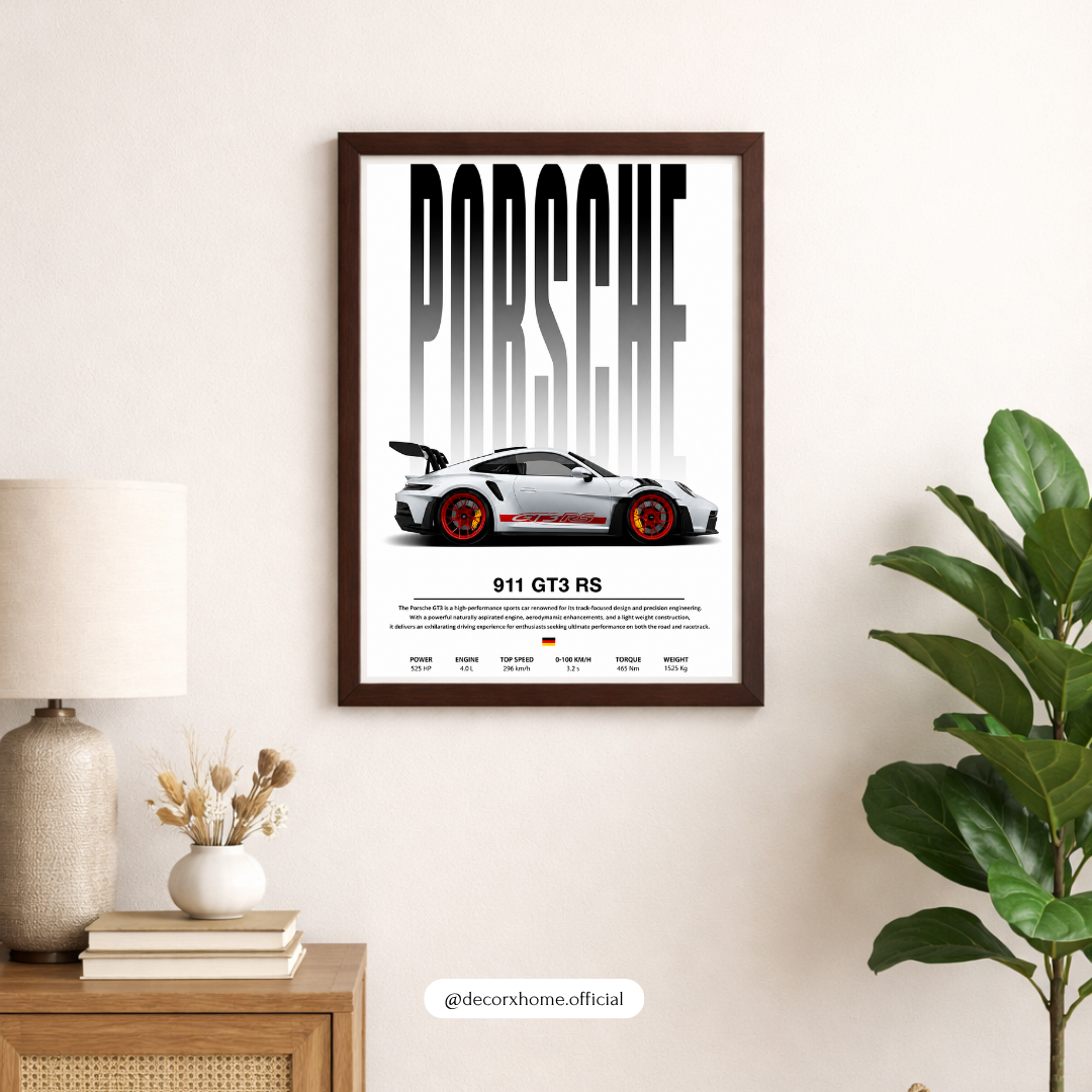 Porsche 911 GT3 RS Blueprint Poster – Performance Car Wall Art