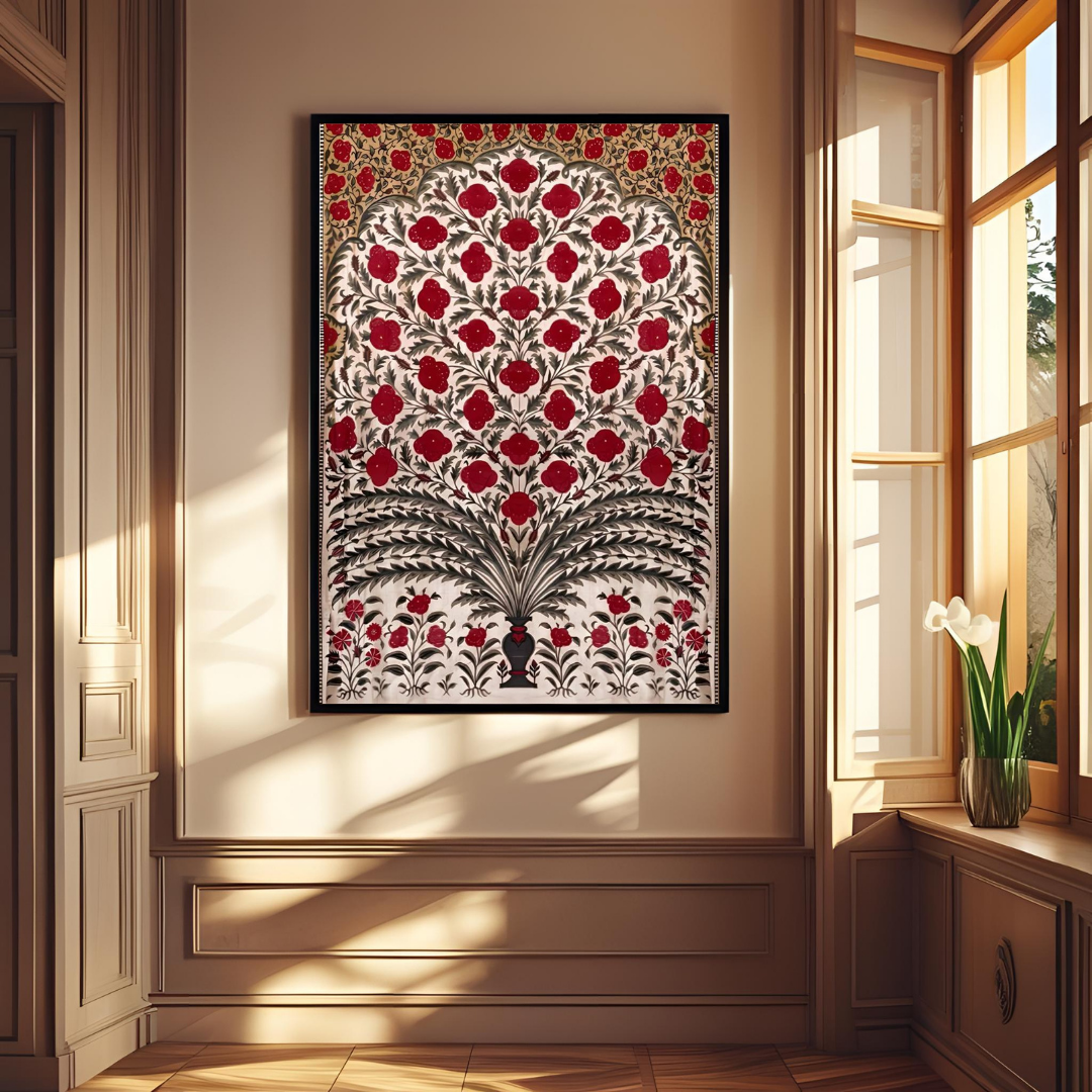 Royal Mughal Floral Art – Traditional & Cultural Poster 🌸