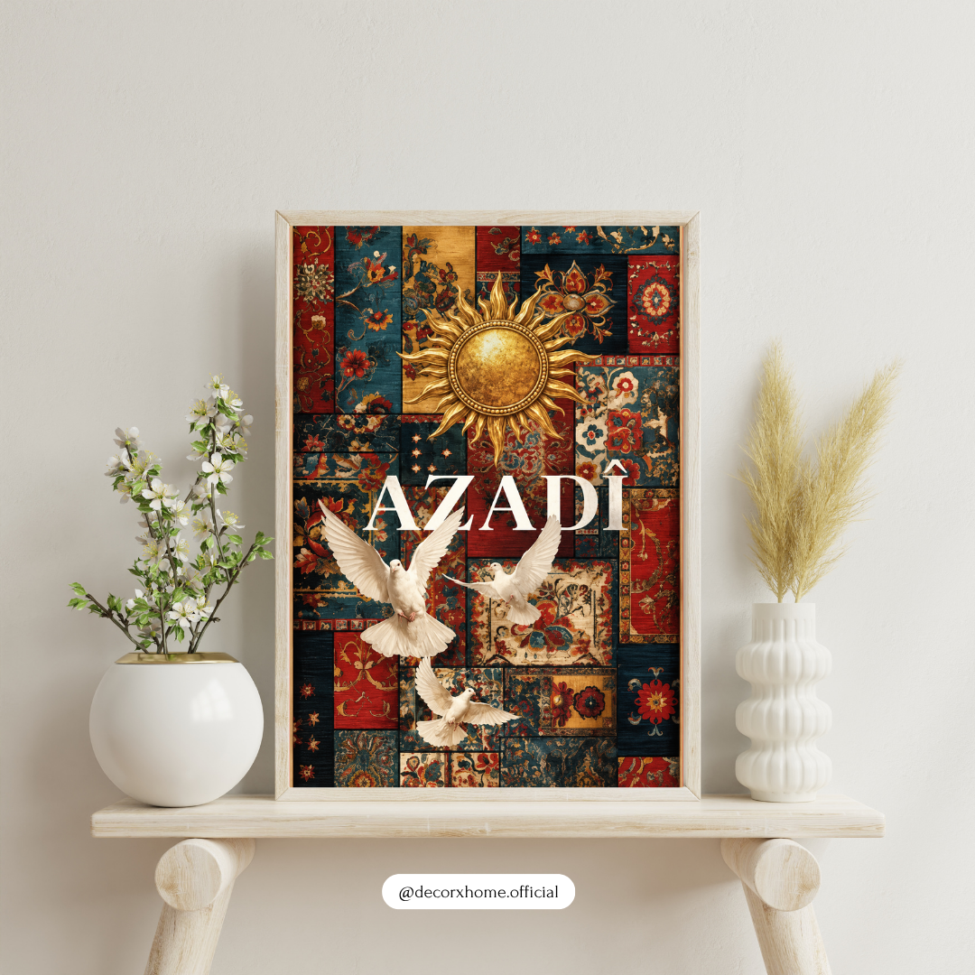 Azadi Freedom Poster – Indian Independence Patriotic Wall Art with Flying Doves | Decorxhome