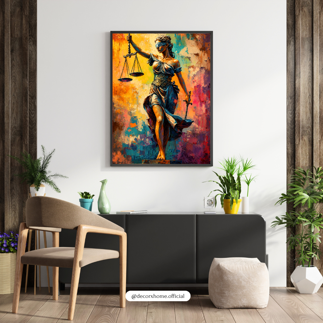 Lady Justice Abstract Art Poster – Colorful Modern Legal Wall Décor by Decorxhome