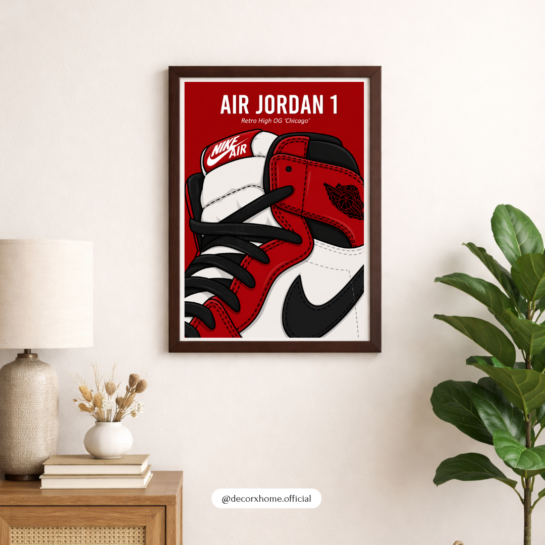 Red Sneaker Wall Art Poster – Streetwear Aesthetic Canvas Print | Hype Style Room Decor (Framed)