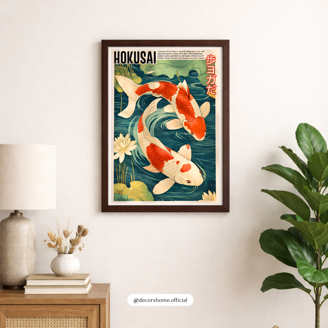 HOKUSA Japanese Koi Fish Poster – Traditional Koi Pond Wall Art | Decorxhome