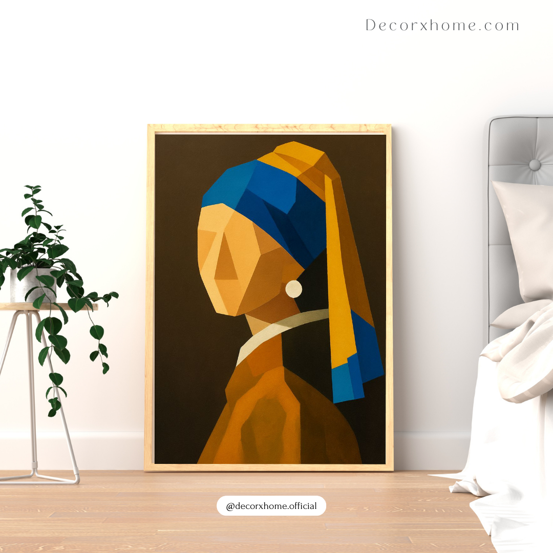 Geometric Girl Portrait Poster – Modern Abstract Art Wall Decor