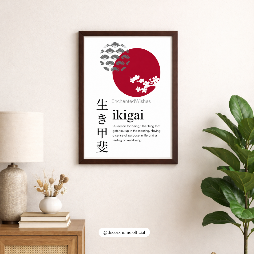 Ikigai Japanese Motivation Poster | Minimalist Zen Wall Art by DecorxHome