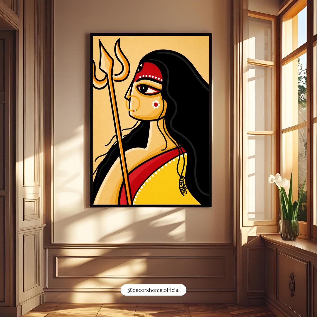 Shakti Devi Folk Art Poster | Traditional Indian Goddess Wall Art by Decorxhome