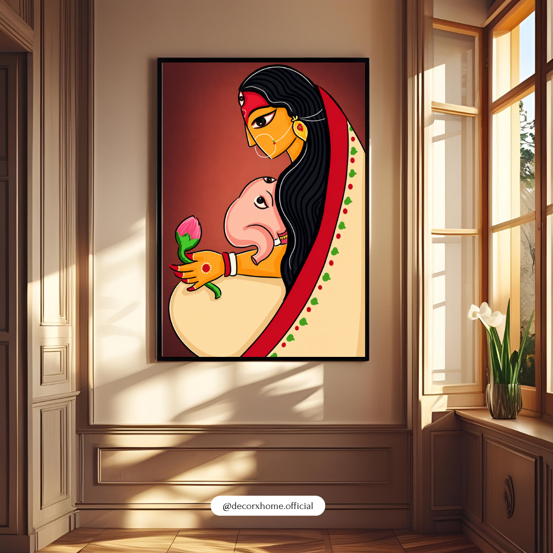 Mother & Child Folk Art Poster | Indian Traditional Wall Art by Decorxhome