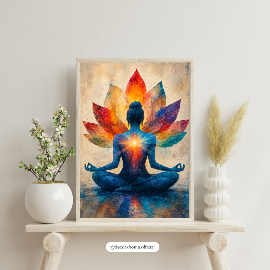 Decorxhome – Cosmic Lotus Meditation Wall Art Poster