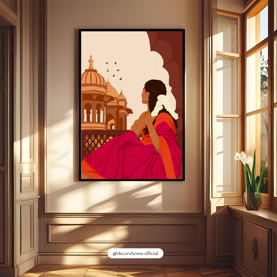 Golden Retro Floral Poster – Vintage-Inspired Aesthetic Wall Art