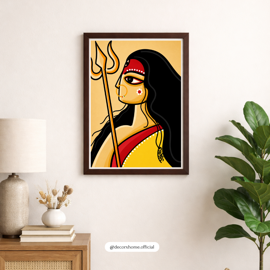 Shakti Devi Folk Art Poster | Traditional Indian Goddess Wall Art by Decorxhome