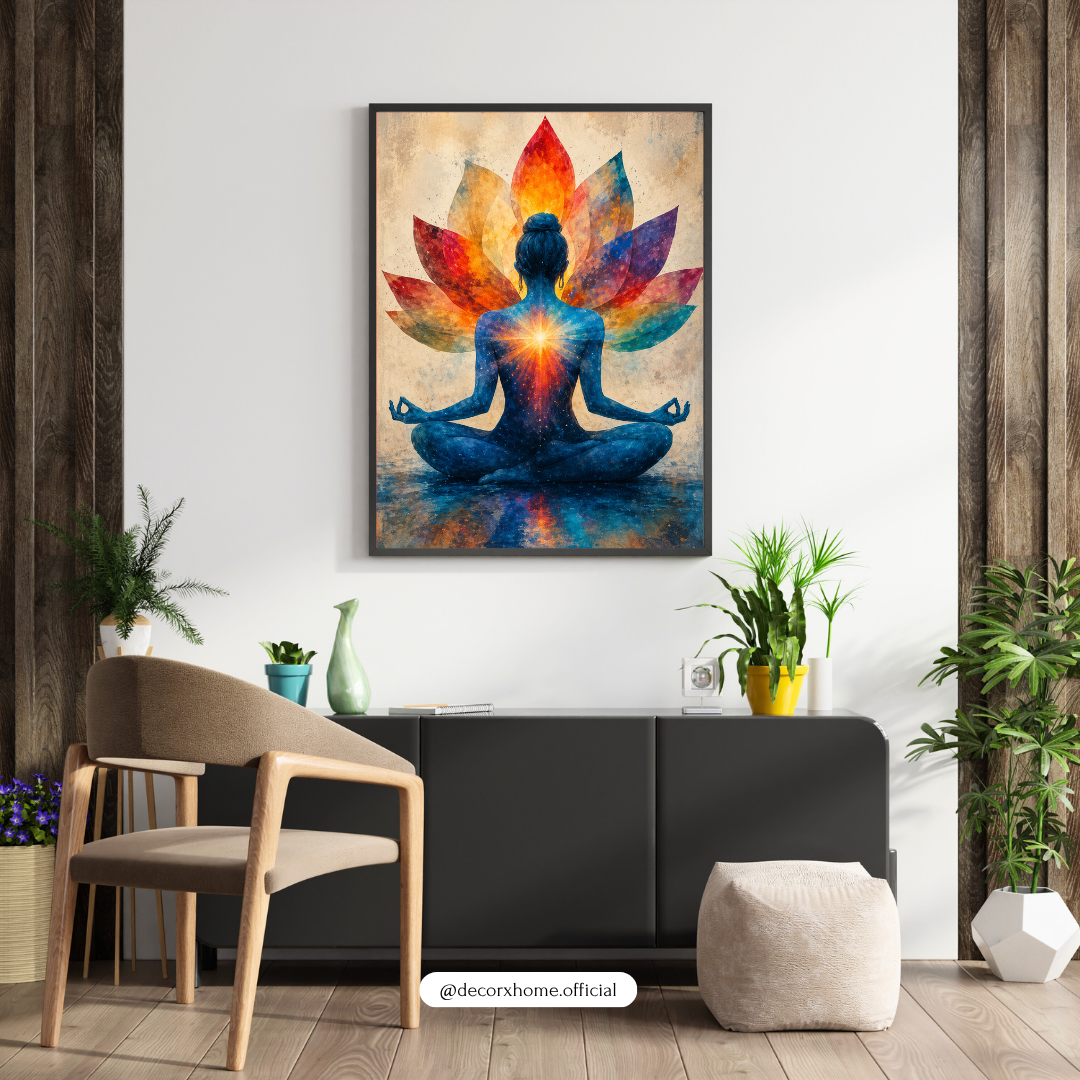 Decorxhome – Cosmic Lotus Meditation Wall Art Poster