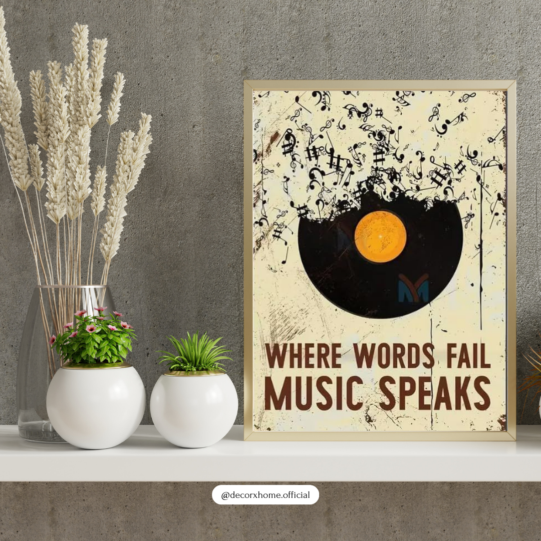 Where Words Fail, Music Speaks – Vintage Vinyl Art Wall Poster