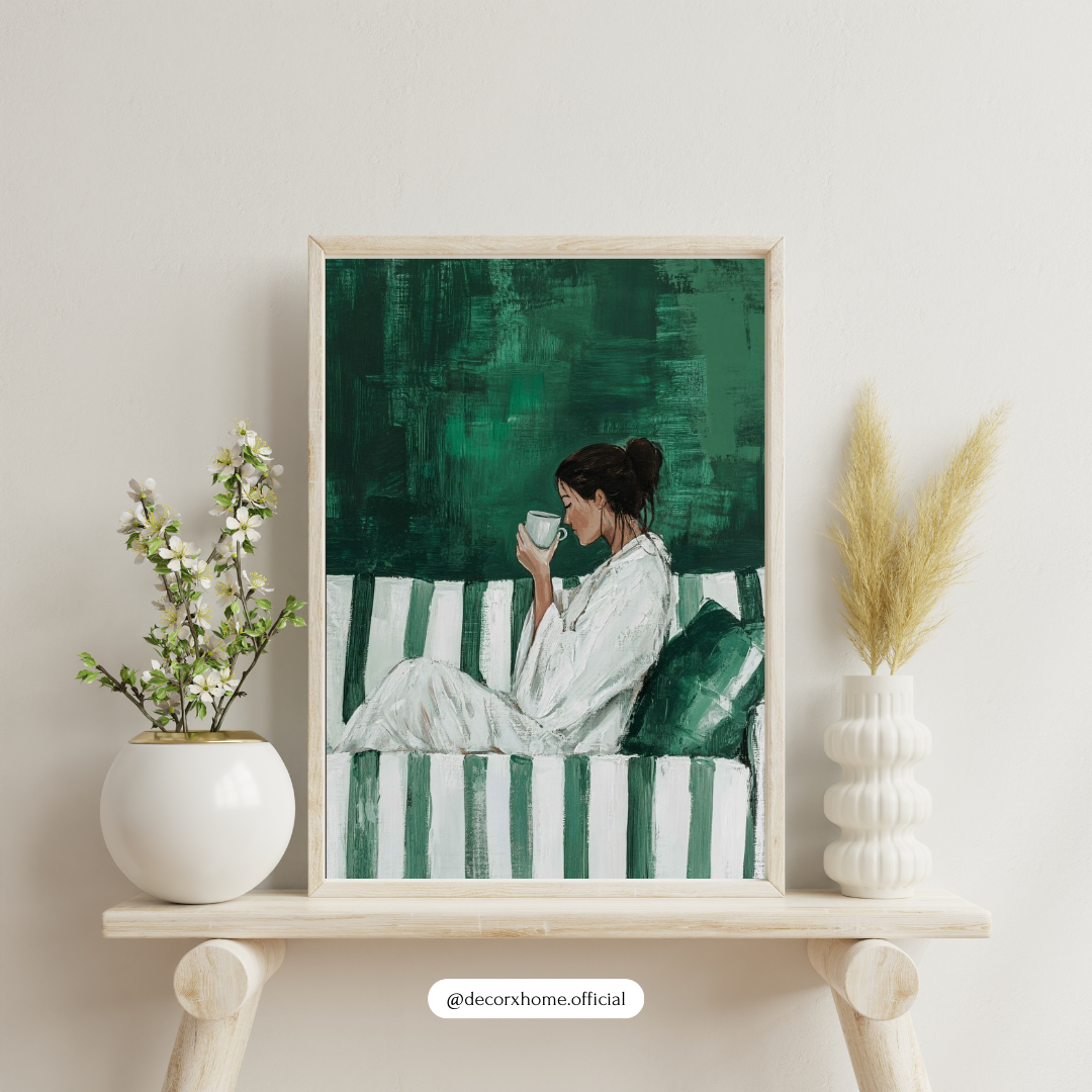 “Quiet Morning” – Aesthetic Woman Art Wall Poster by Decorxhome