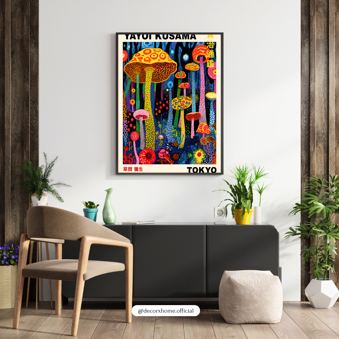 Colorful Mushroom Fantasy Wall Art Poster | Psychedelic Pop Art Decor
