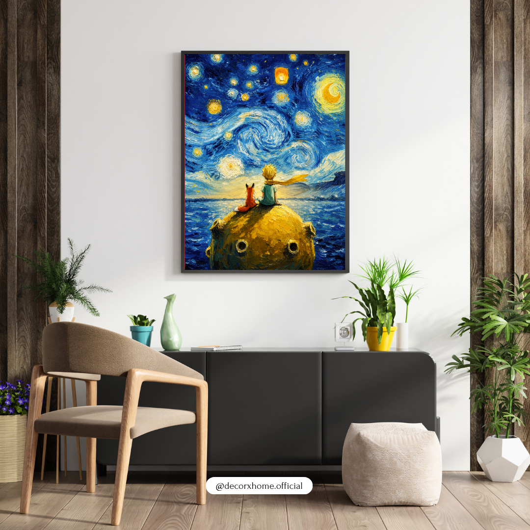 Decorexhome Starry Dream Voyage Wall Art Poster | Whimsical Night Sky Canvas Print | Fantasy Inspired Home Decor