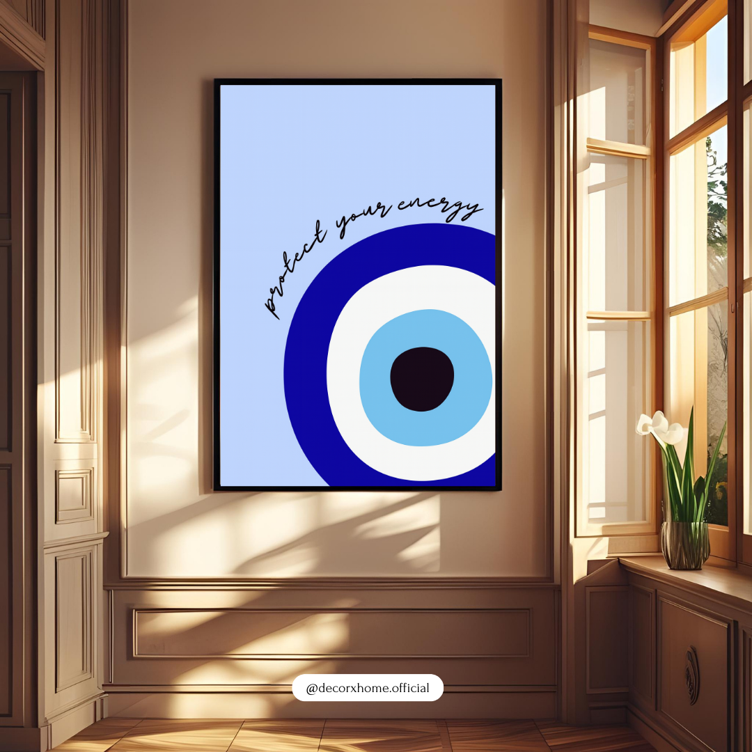 Protect Your Energy Evil Eye Poster – Minimal Spiritual Wall Art