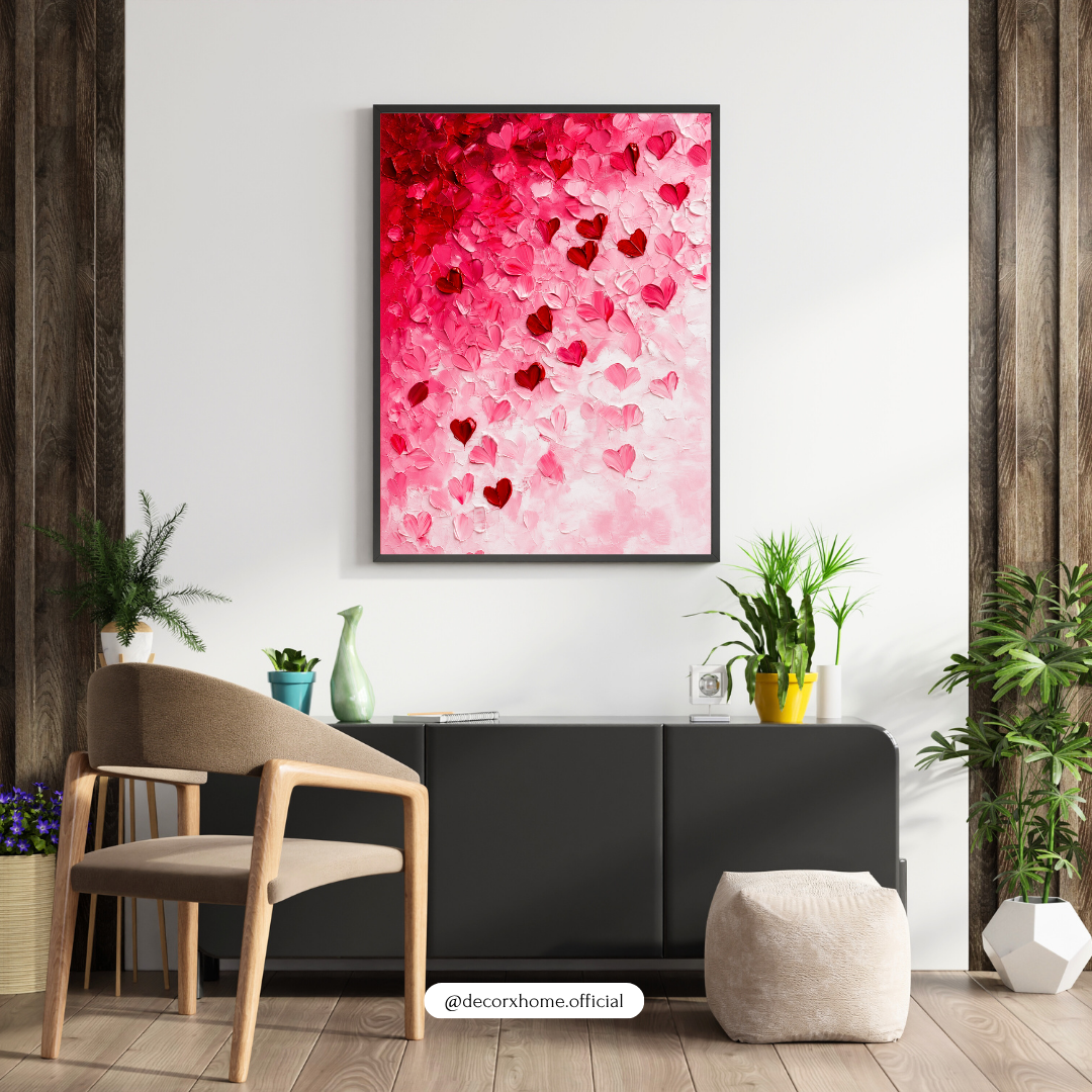 Decorxhome – Blushing Hearts Abstract Wall Art Poster