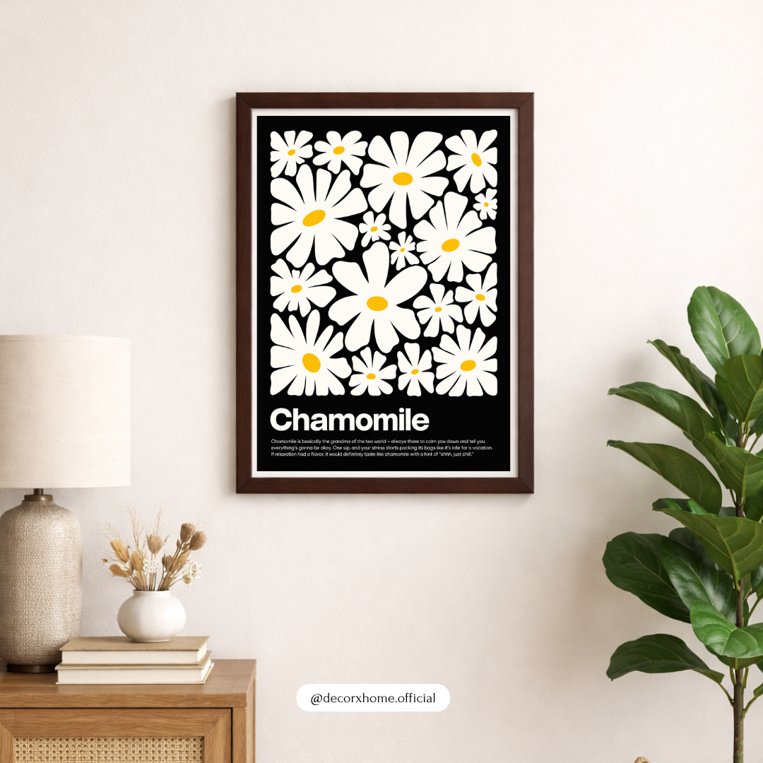 Chamomile Floral Poster | Minimalist Black & White Flower Wall Art | Decorxhome