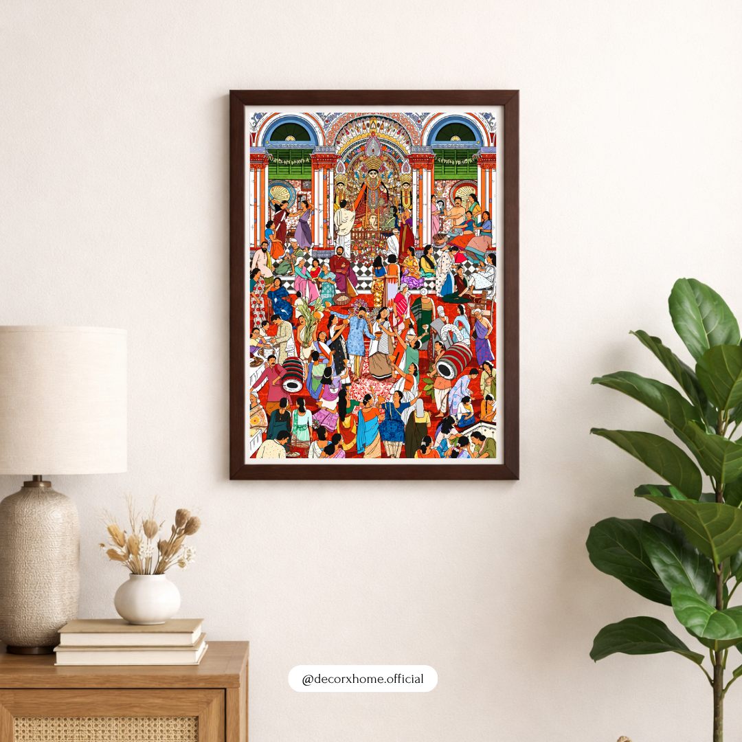 Decorexhome Durga Puja Celebration Poster | Bengali Festival & Maa Durga Wall Art