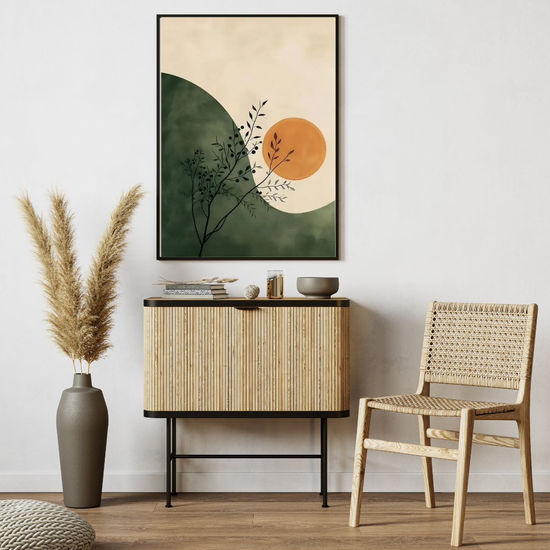 Boho Botanical Balance – Framed Wall Art Print for Living Room, Bedroom &amp; Office Decor