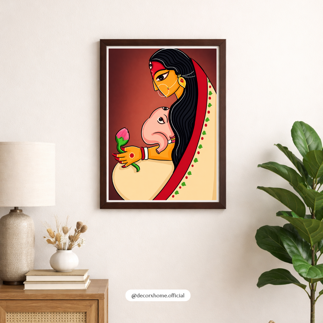Mother & Child Folk Art Poster | Indian Traditional Wall Art by Decorxhome