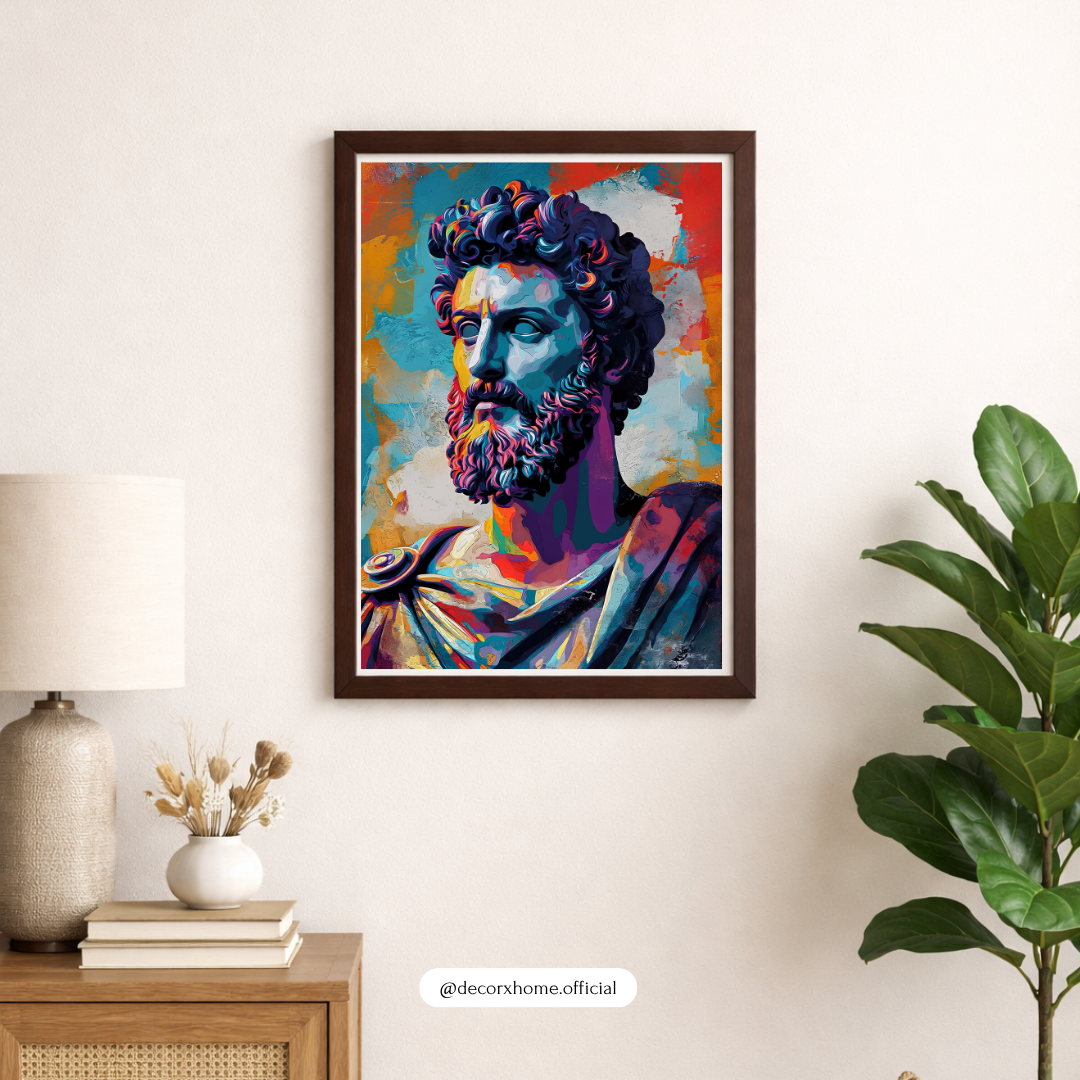 Marcus Aurelius Pop Art Poster – Colorful Stoic Philosophy Wall Art by Decorxhome