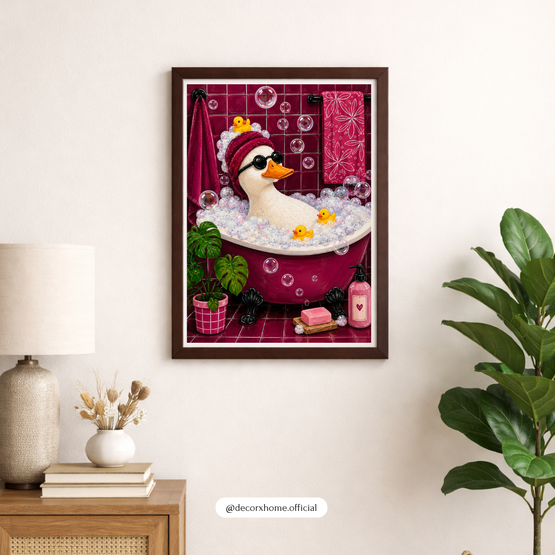 Cute Duck Bath Wall Art – Fun & Quirky Bathroom Decor Poster